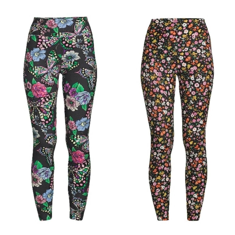 Women’s Junior’s Soft Printed Sueded Ankle Leggings Pants 2-Pack Size XL 15/17
